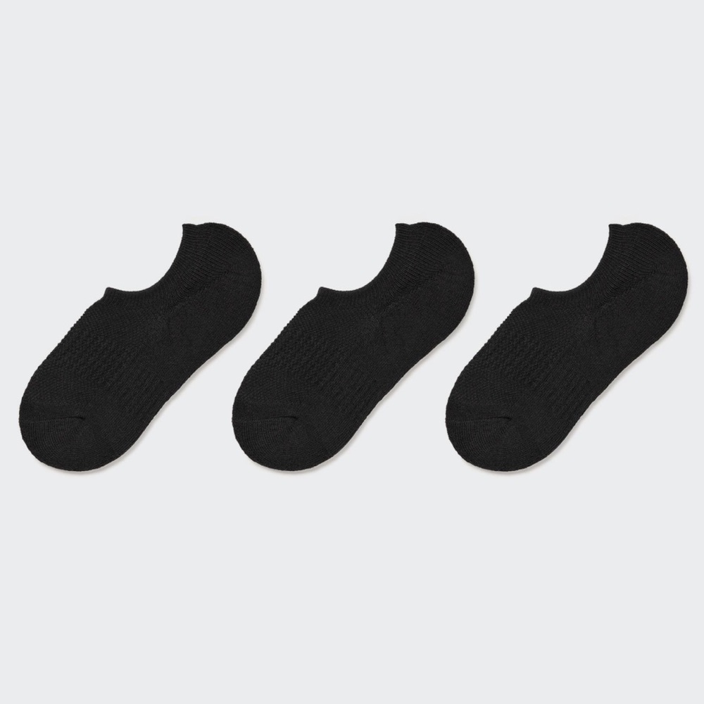 Uniqlo 3-Pack Footsies/No-Show Socks, Black 🖤